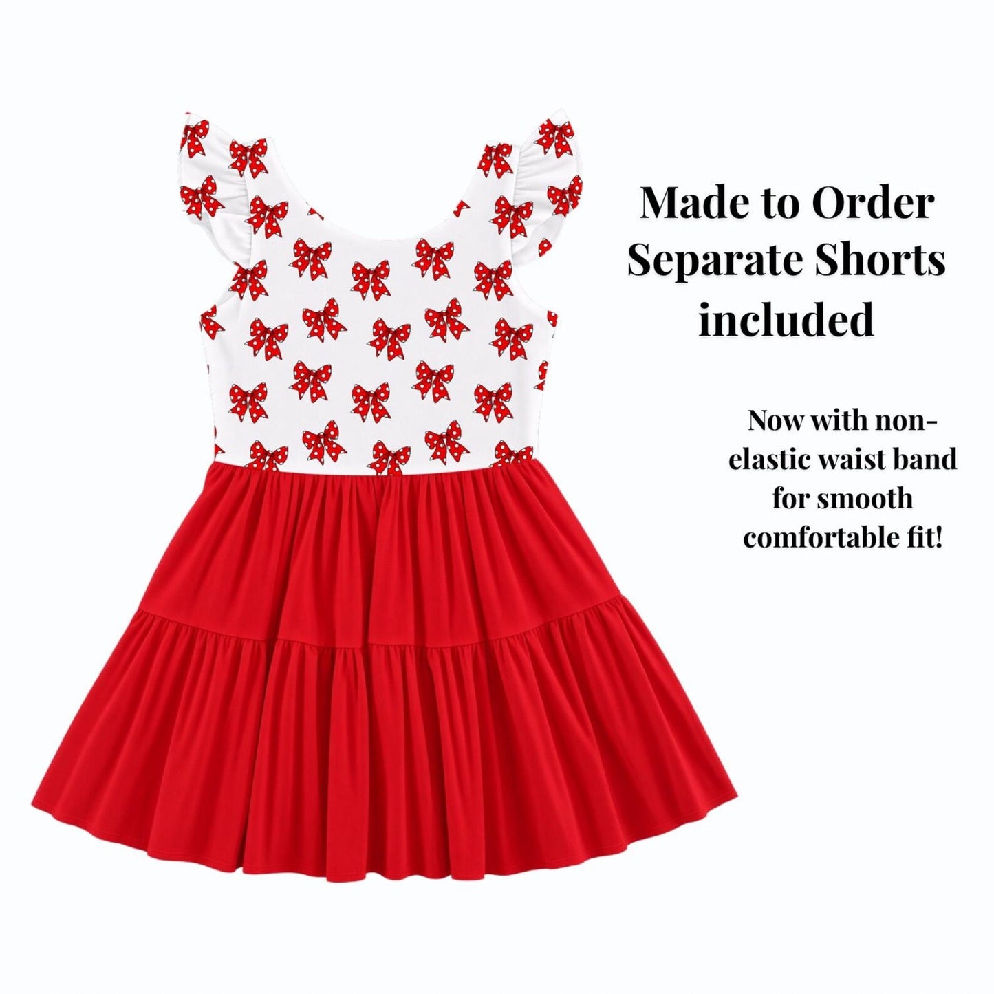 PREORDER Minnie Red Bow Active Mesh Twirl Dress with Separate Shorts | Classic Polka Dot Disney Park Outfit