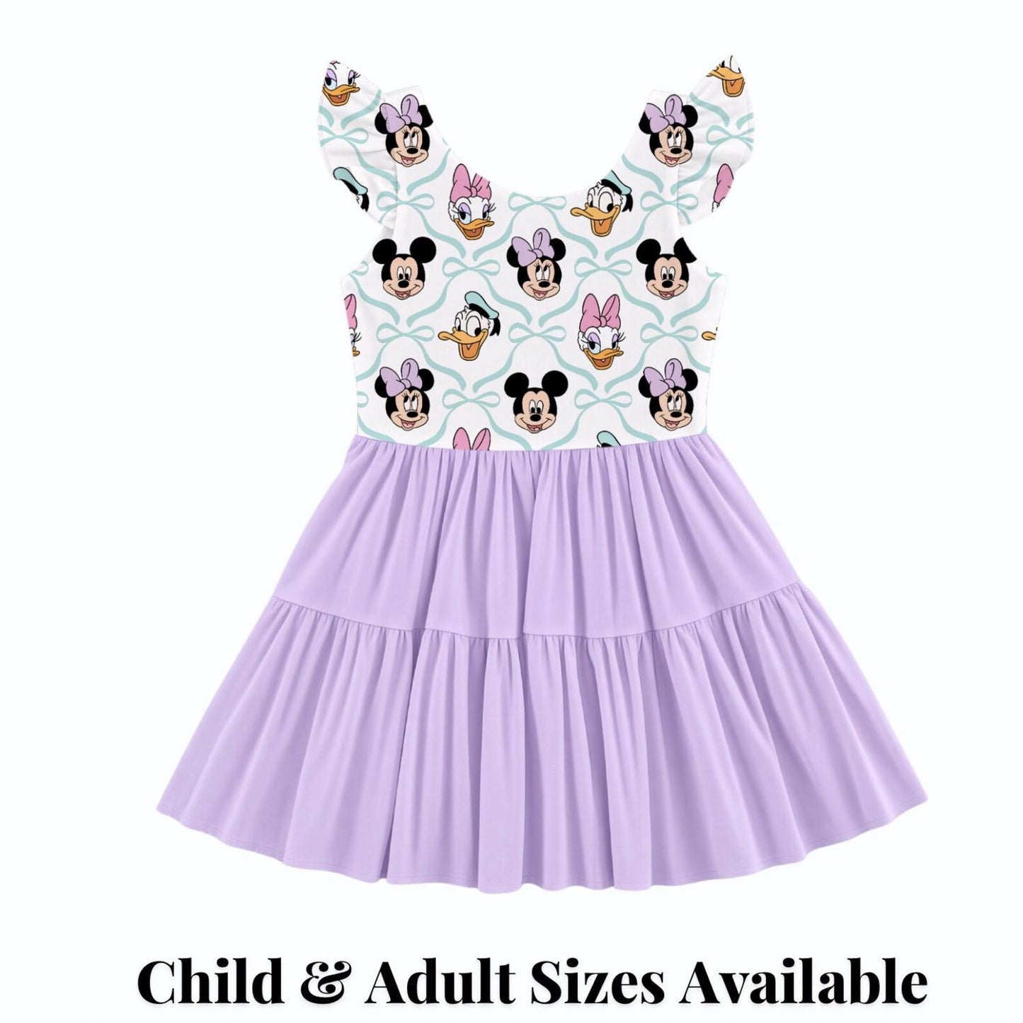 PREORDER Mickey Minnie Donald and Daisy Bow Active Mesh Twirl Dress with Separate Shorts | Pastel Disney Park Outfit