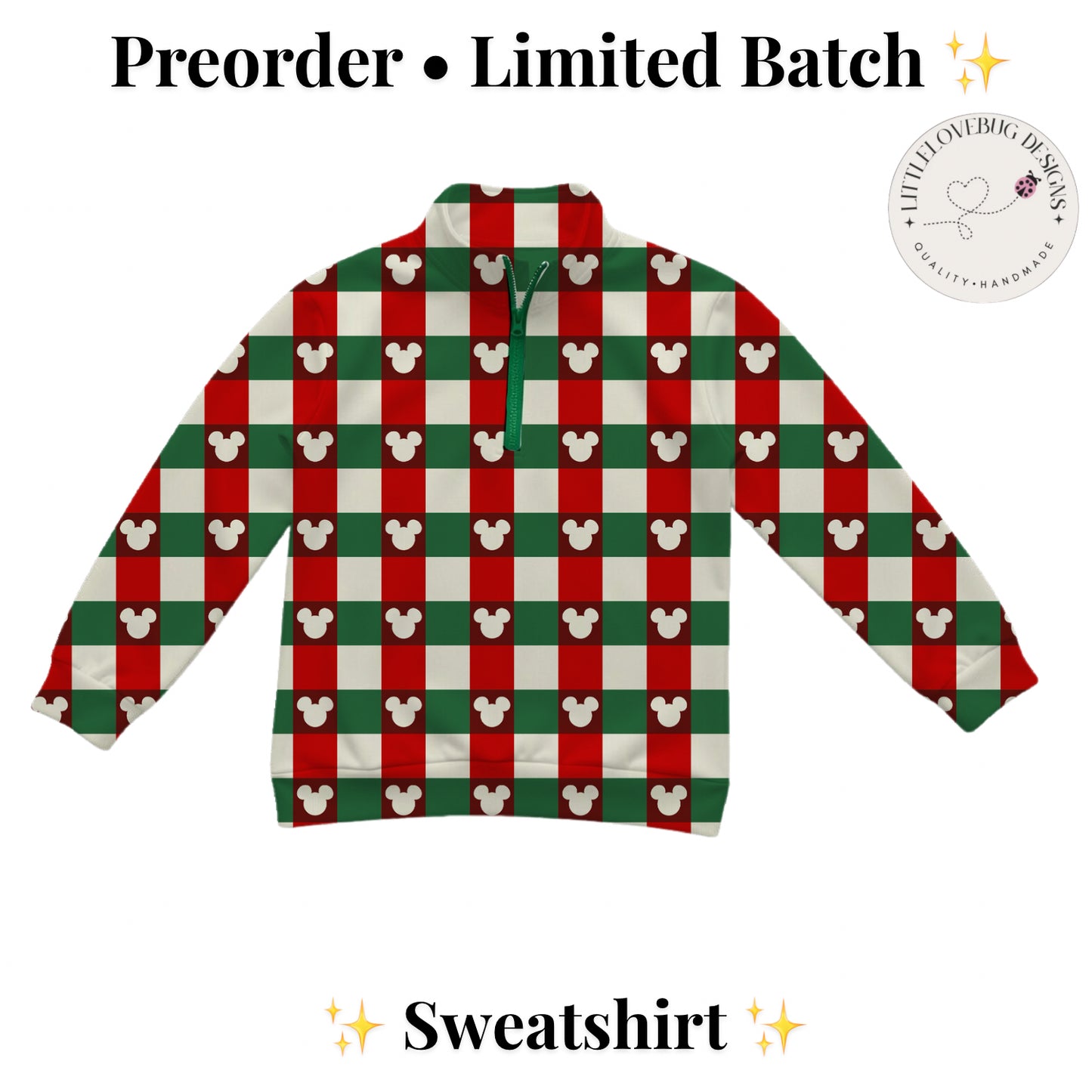 Preorder Christmas Plaid Unisex Half Zip Sweatshirt
