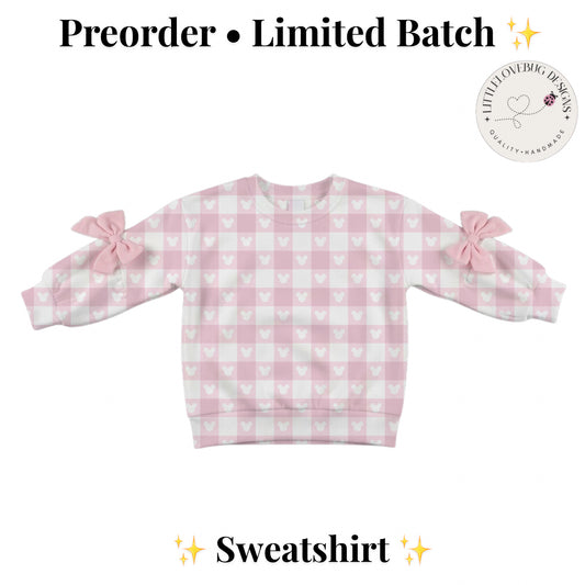 Preorder Pink Checkered Sweatshirt with Bows