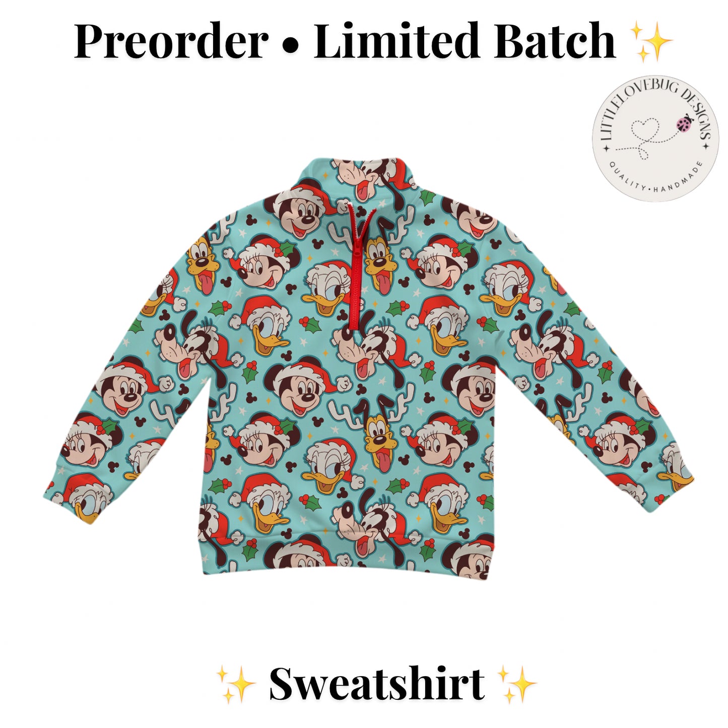 Preorder Christmas Fab 5 Blue Unisex Half Zip Sweatshirt