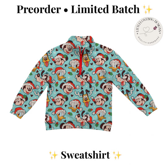 Preorder Christmas Fab 5 Blue Unisex Half Zip Sweatshirt