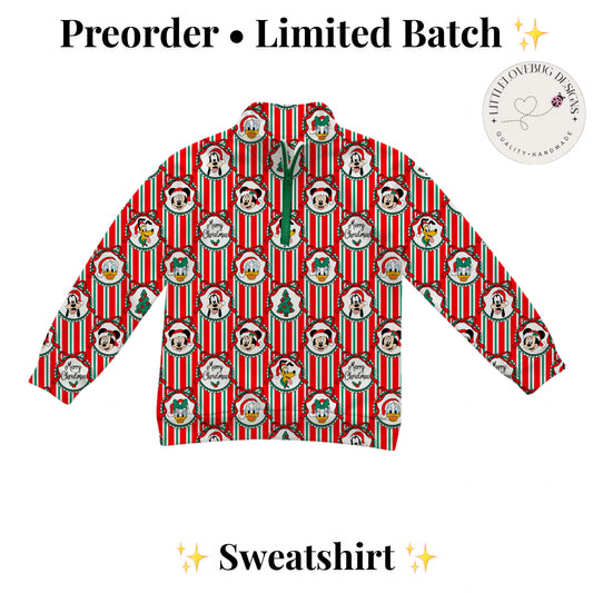 Preorder Christmas Stripes Fab 5 Unisex Half Zip Sweatshirt