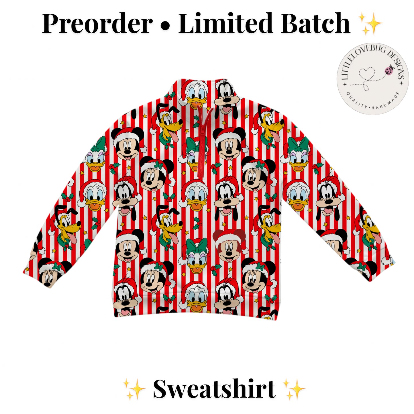 Preorder Christmas Fab 5 Stripes Unisex Half Zip Sweatshirt