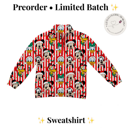 Preorder Christmas Fab 5 Stripes Unisex Half Zip Sweatshirt