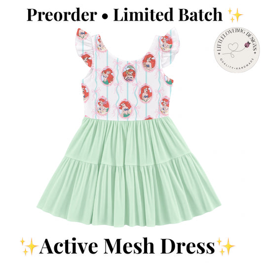 Preorder Mermaid Princess Active Mesh Dress with Separate Shorts