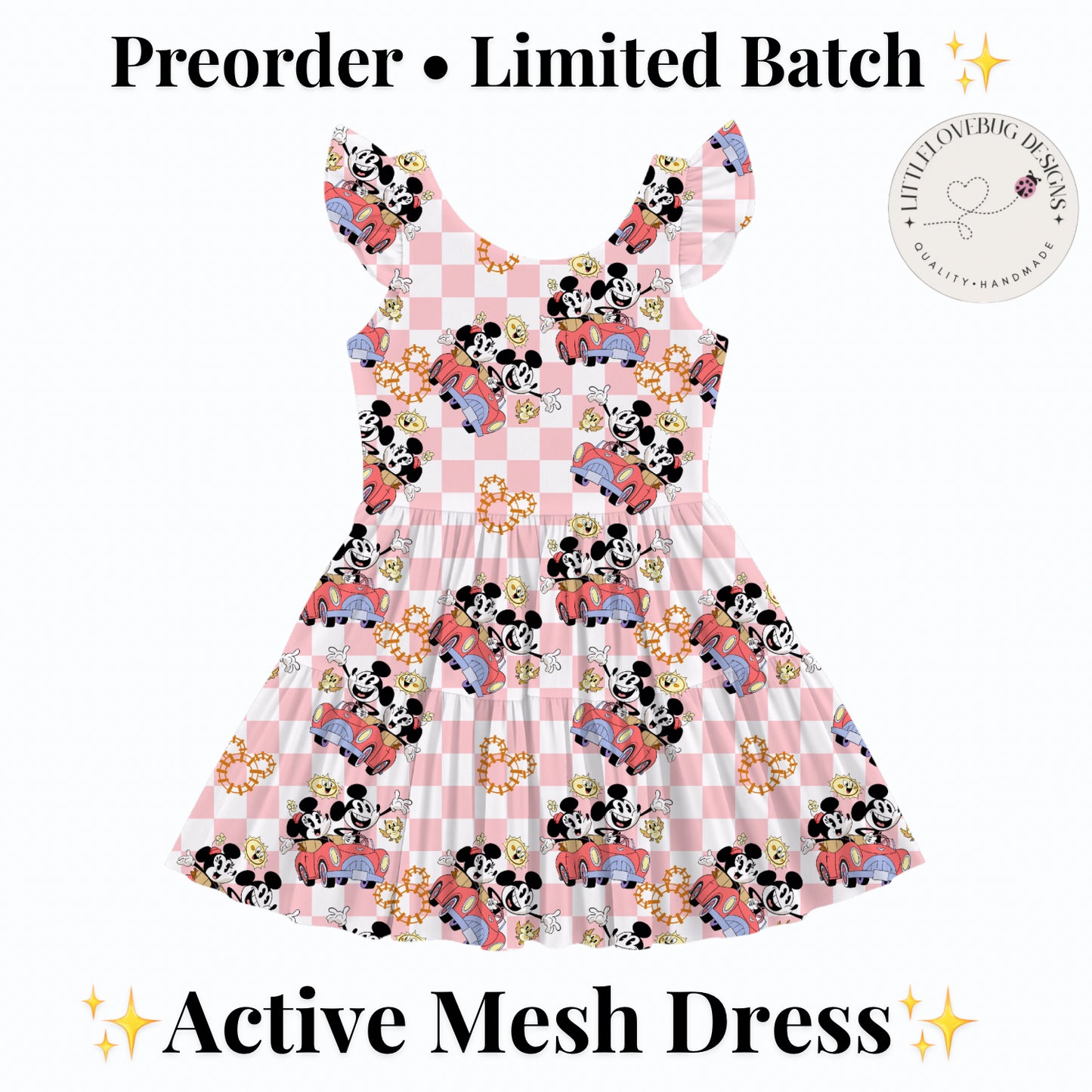 Preorder Mickey and Minnie Runaway Railway Printed Mesh Active Dress with Separate Shorts
