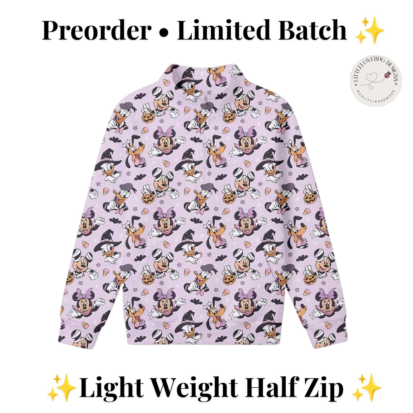 Preorder Halloween Mickey and Friends Light Weight Half Zip Jacket
