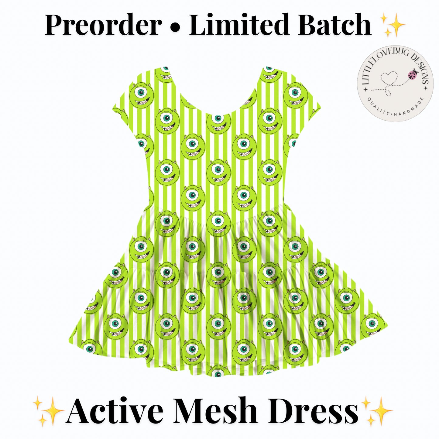 Preorder Mike Wazowski  Active Mesh Dress with Separate Shorts