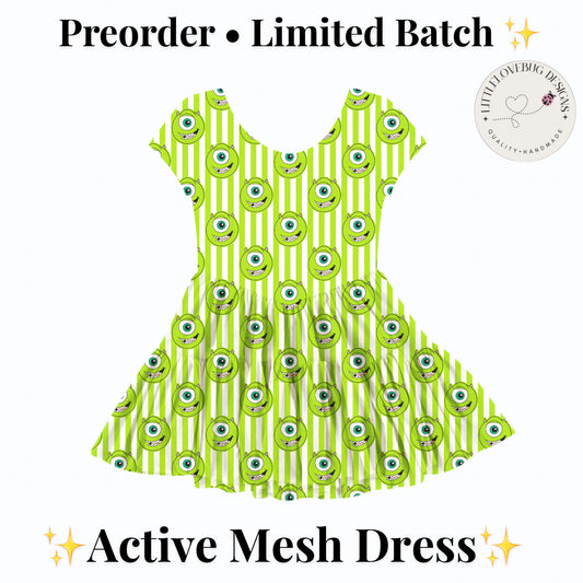 Preorder Mike Wazowski  Active Mesh Dress with Separate Shorts