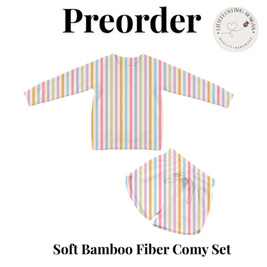Preorder Pretty Pastel Stripes Soft Bamboo Fiber Comfy Set (Copy)
