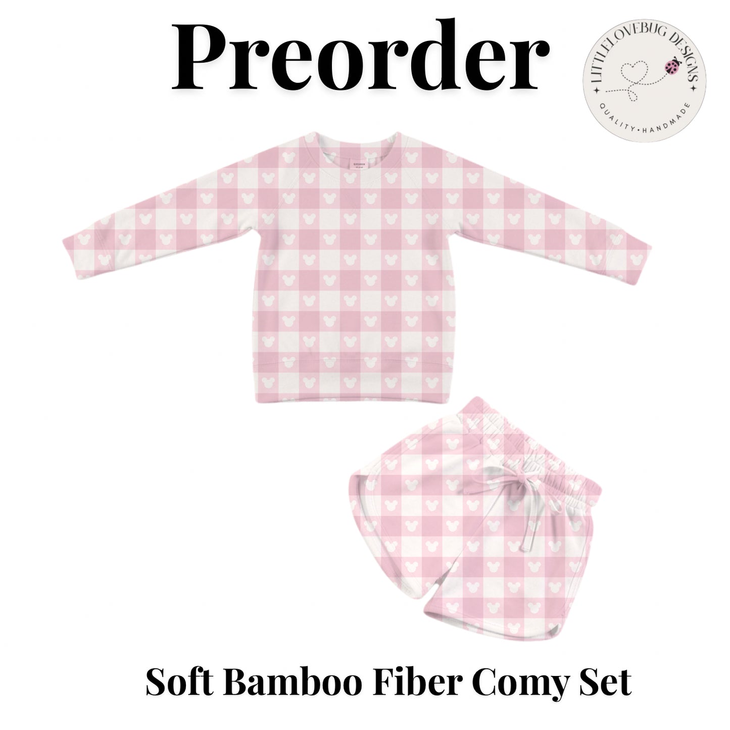 Preorder Pink Checkered Soft Bamboo Fiber Comfy Set