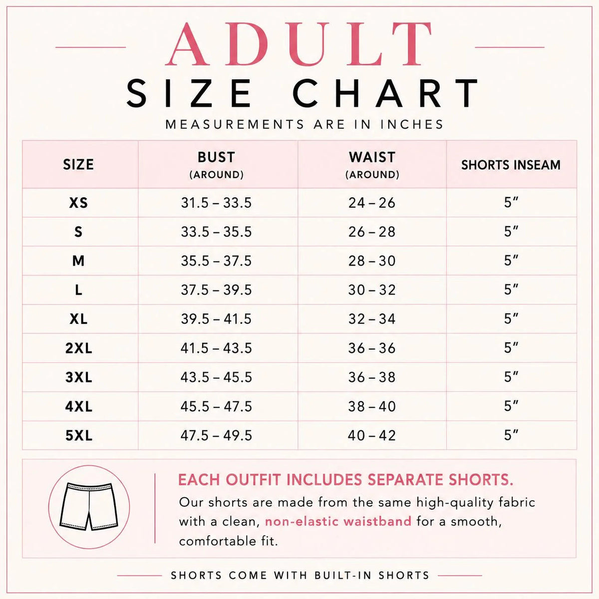 Adult active mesh dress size chart