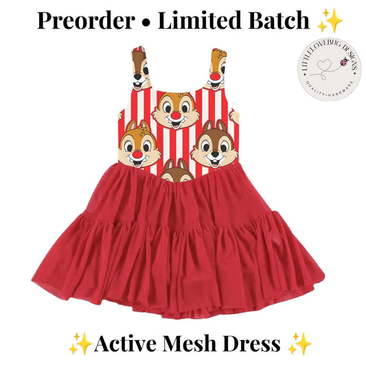 PREORDER Chip and Dale Rescue Rangers Character Print Active Mesh Twirl Dress | Mommy and Me Park Outfit photo 1
