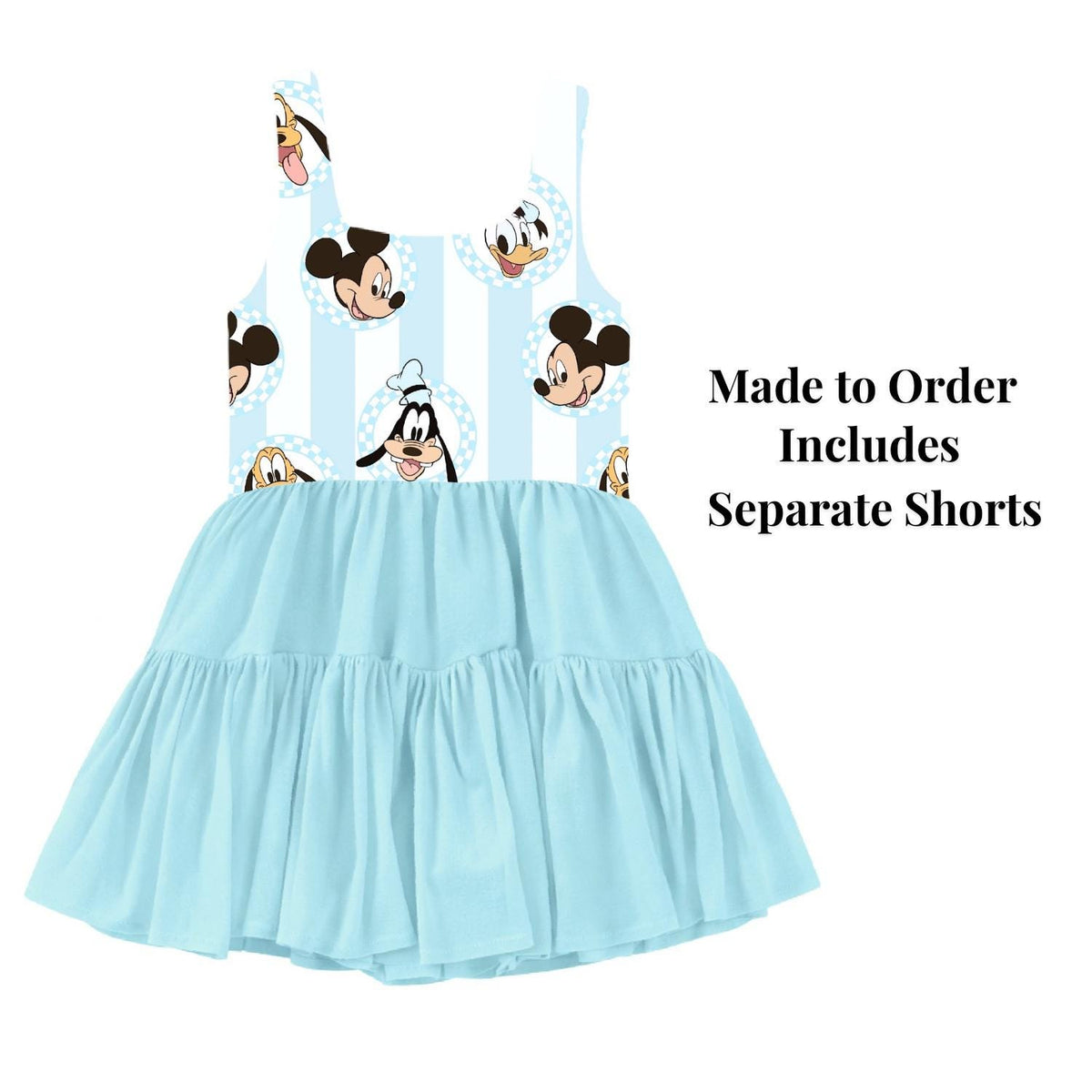 PREORDER Mickey and Friends Light Blue Character Print Active Mesh Twirl Dress | Mommy and Me Park Outfit photo 5