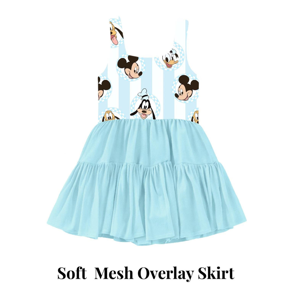 PREORDER Mickey and Friends Light Blue Character Print Active Mesh Twirl Dress | Mommy and Me Park Outfit photo 8