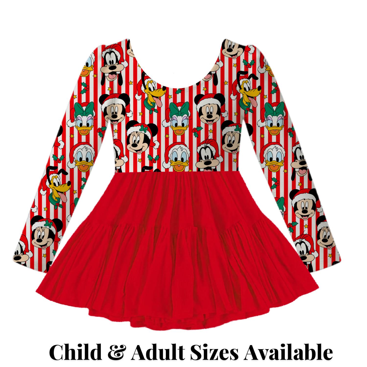 PREORDER Disney Christmas Dress, Long Sleeve, Mickey and Minnie Holiday Disney Outfit, Christmas Park Outfit