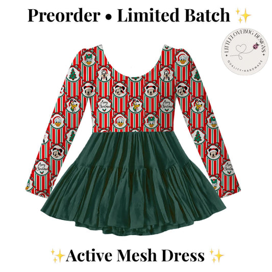 PREORDER Christmas Dress | Disney Holiday Dress | Active Mesh Twirl Dress | Mommy & Me Outfit | Long Sleeve