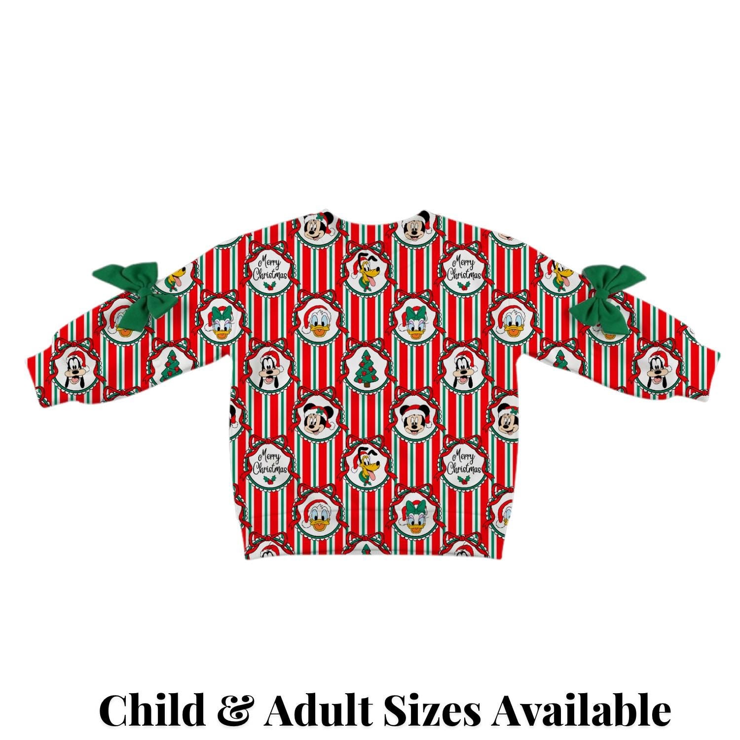 PREORDER Disney Christmas Stripe Sweatshirt | Disney Christmas Bow Sweatshirt | Holiday Pullover | Mommy & Me