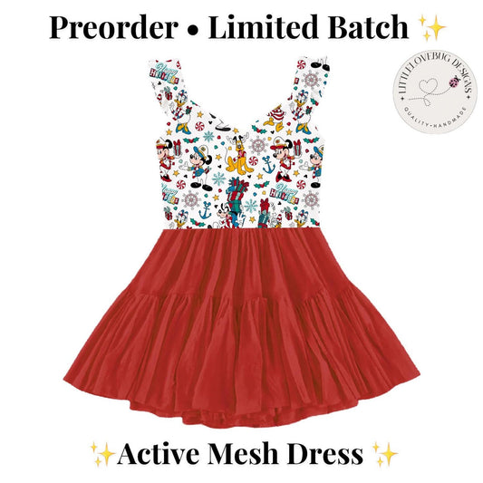 PREORDER Christmas Cruise Dress V Neck Ruffle Sleeve | Disney Cruise Outfit | Christmas Tank Dress | Mommy & Me
