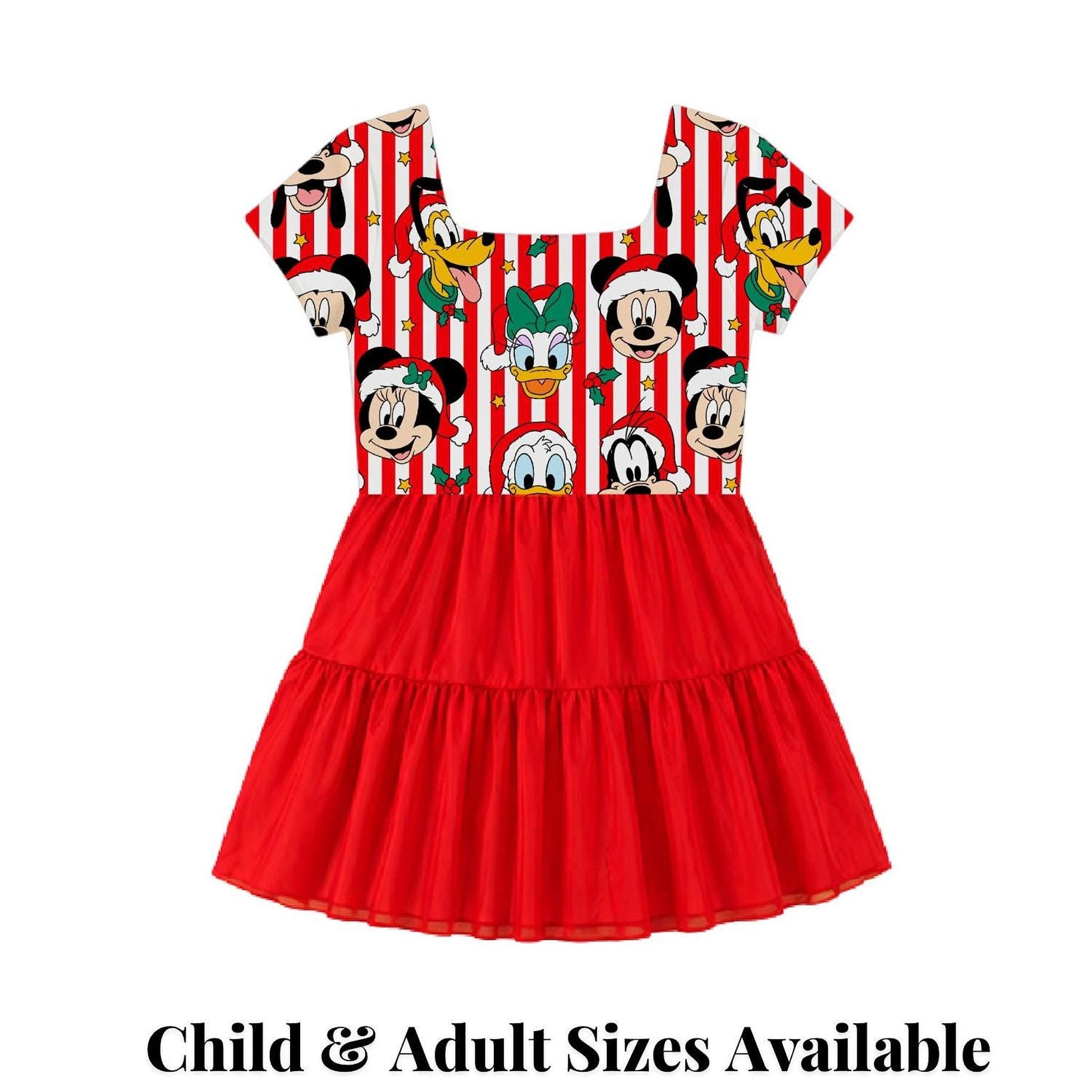 PREORDER Disney Christmas Dress, Short Sleeve, Mickey and Minnie Holiday Disney Outfit, Christmas Park Outfit