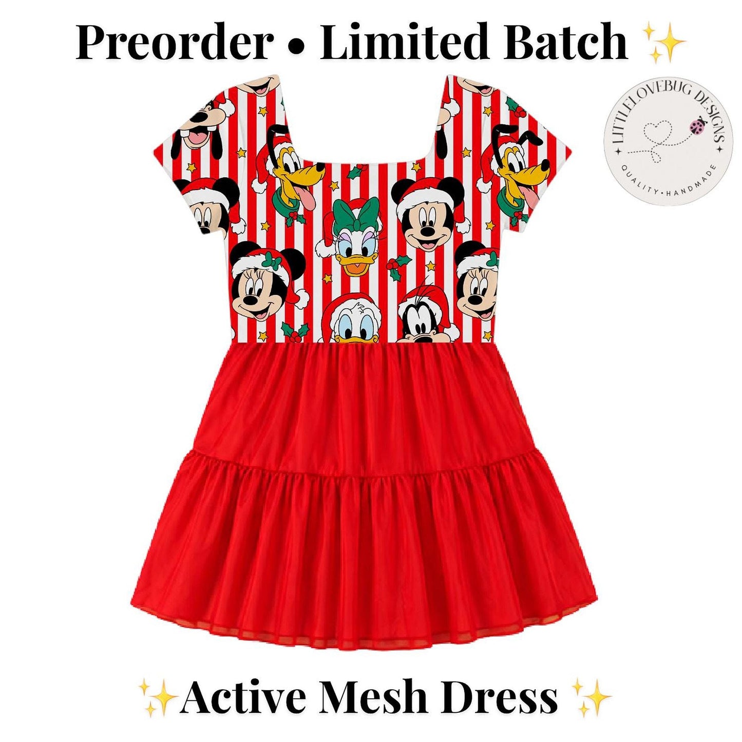 PREORDER Disney Christmas Dress, Short Sleeve, Mickey and Minnie Holiday Disney Outfit, Christmas Park Outfit