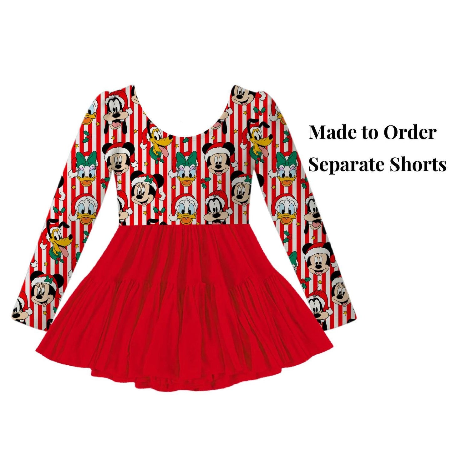 PREORDER Disney Christmas Dress, Long Sleeve, Mickey and Minnie Holiday Disney Outfit, Christmas Park Outfit