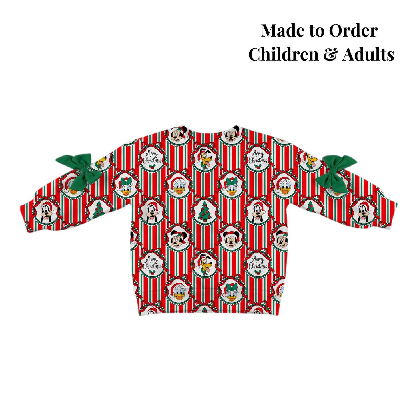 PREORDER Disney Christmas Stripe Sweatshirt | Disney Christmas Bow Sweatshirt | Holiday Pullover | Mommy & Me