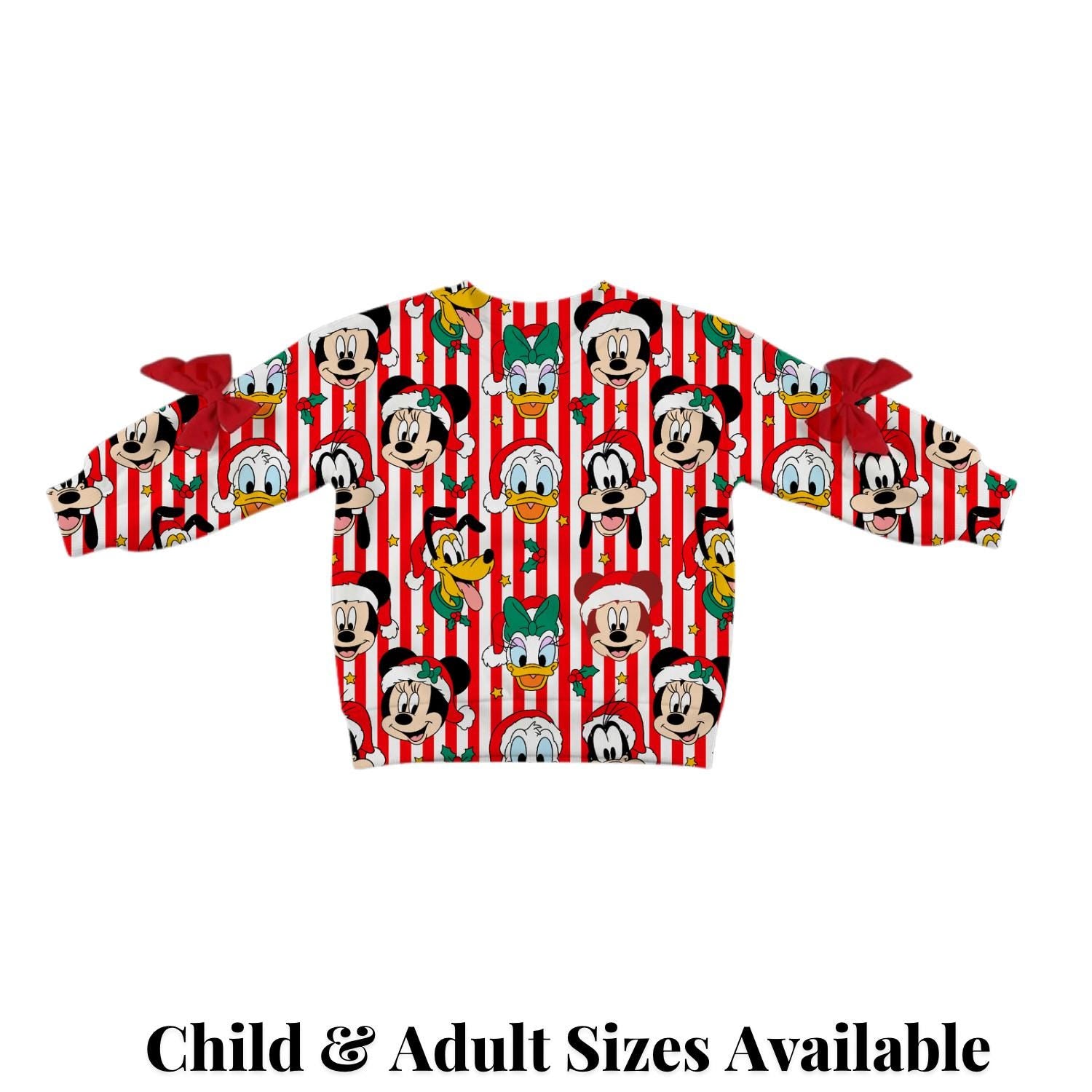 PREORDER Mickey and Friends Disney Christmas Sweatshirt | Bow Sleeve Sweatshirt | Holiday Pullover | Mommy and Me