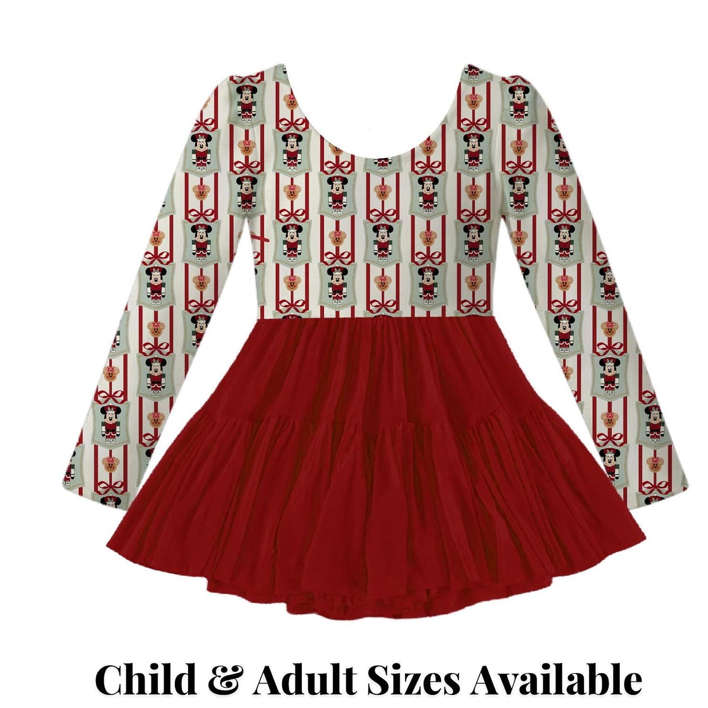 PREORDER Nutcracker Minnie Dress | Christmas Long Sleeve Dress | Disney Holiday Dress | Active Mesh Dress