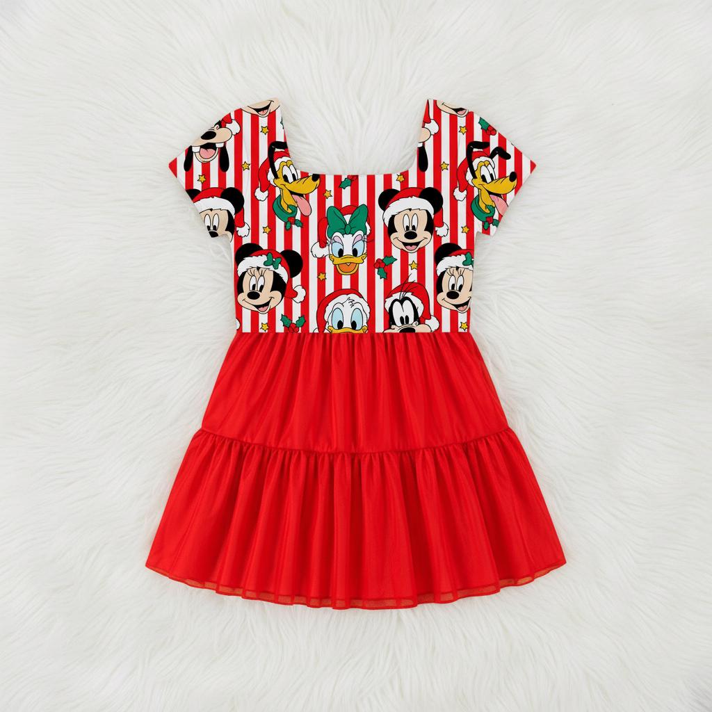 PREORDER Disney Christmas Dress, Short Sleeve, Mickey and Minnie Holiday Disney Outfit, Christmas Park Outfit shown in an AI-generated listing photo