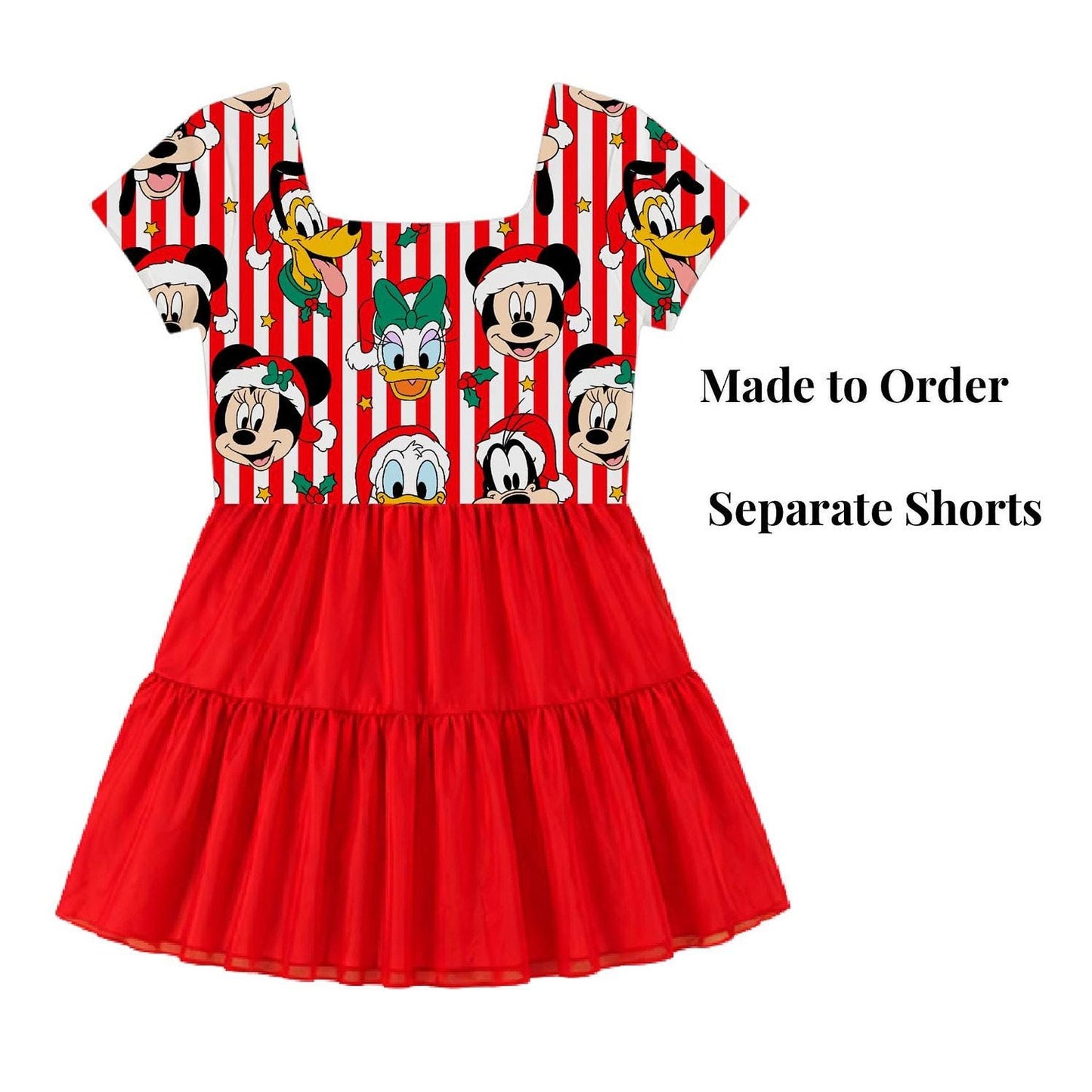 PREORDER Disney Christmas Dress, Short Sleeve, Mickey and Minnie Holiday Disney Outfit, Christmas Park Outfit