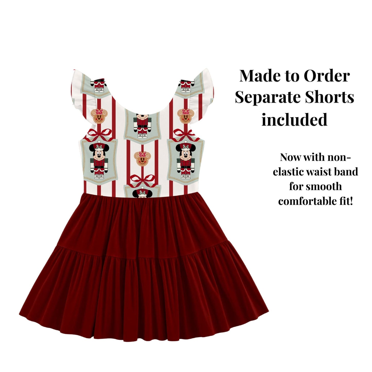 PREORDER Minnie Nutcracker Christmas Active Mesh Twirl Dress with Separate Shorts | Disney Holiday Park Outfit