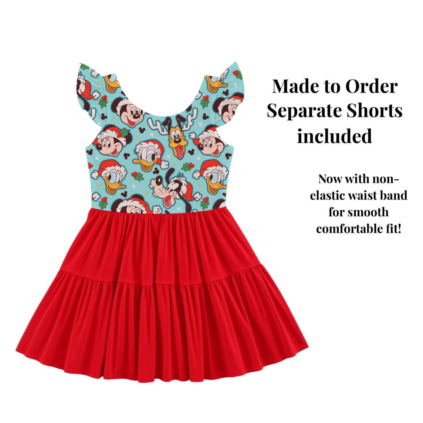 PREORDER Mickey and Friends Christmas Active Mesh Twirl Dress with Separate Shorts | Disney Holiday Outfit