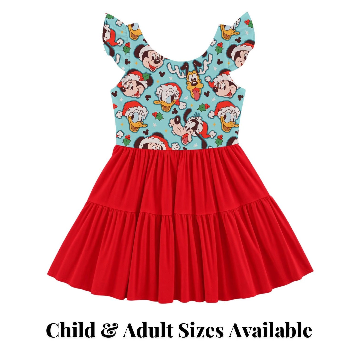 PREORDER Mickey and Friends Christmas Active Mesh Twirl Dress with Separate Shorts | Disney Holiday Outfit