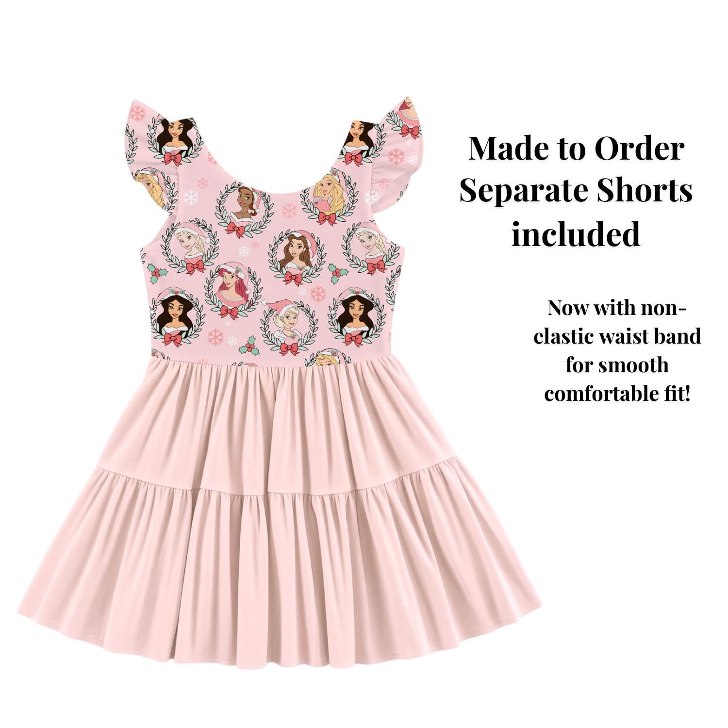 PREORDER Disney Princess Christmas Active Mesh Twirl Dress with Separate Shorts | Pink Holiday Park Outfit