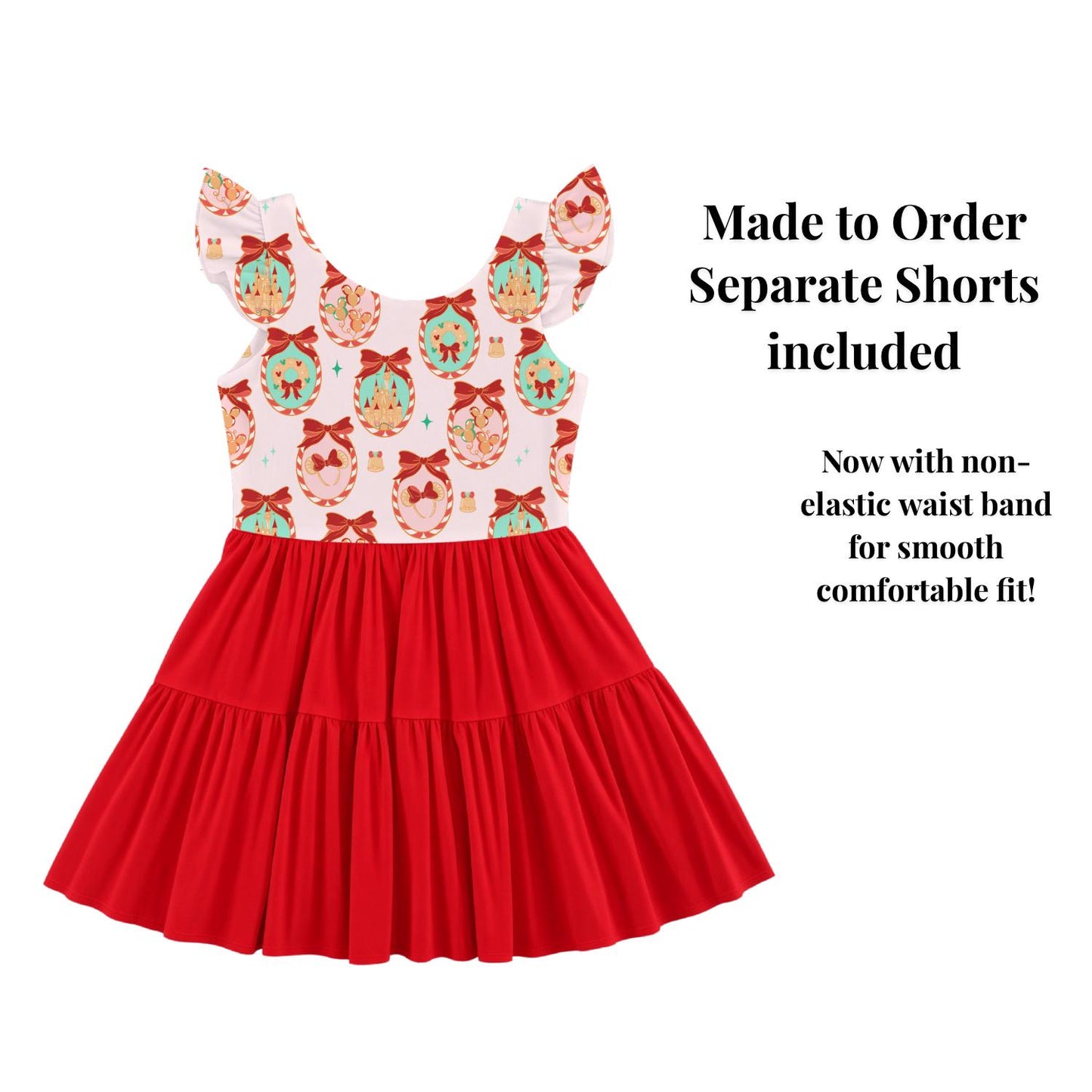 PREORDER Disney Christmas Ornament Active Mesh Twirl Dress with Separate Shorts | Castle Holiday Park Outfit