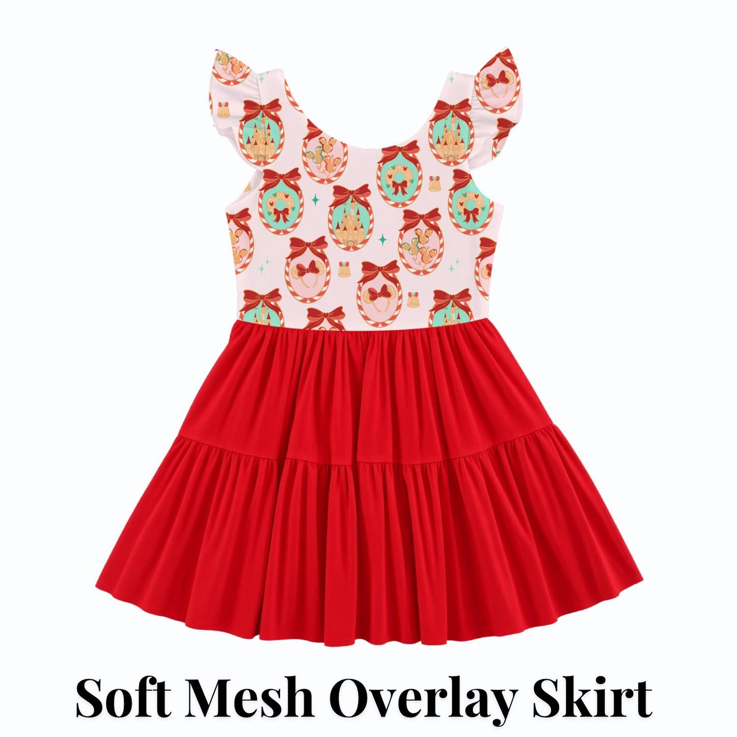 PREORDER Disney Christmas Ornament Active Mesh Twirl Dress with Separate Shorts | Castle Holiday Park Outfit