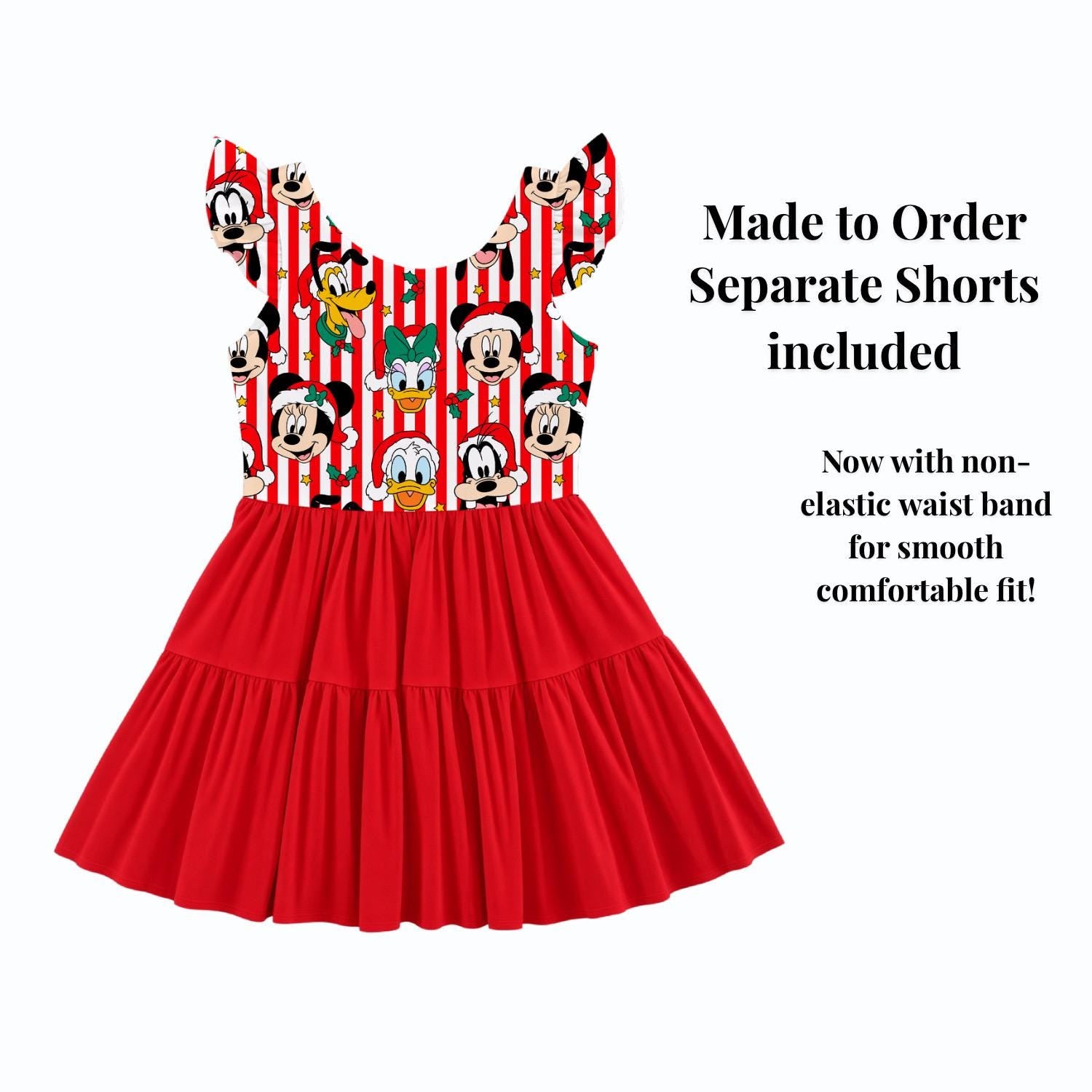 PREORDER Disney Christmas Dress  Ruffle Sleeve, Holiday Disney Outfit, Christmas Park Outfit