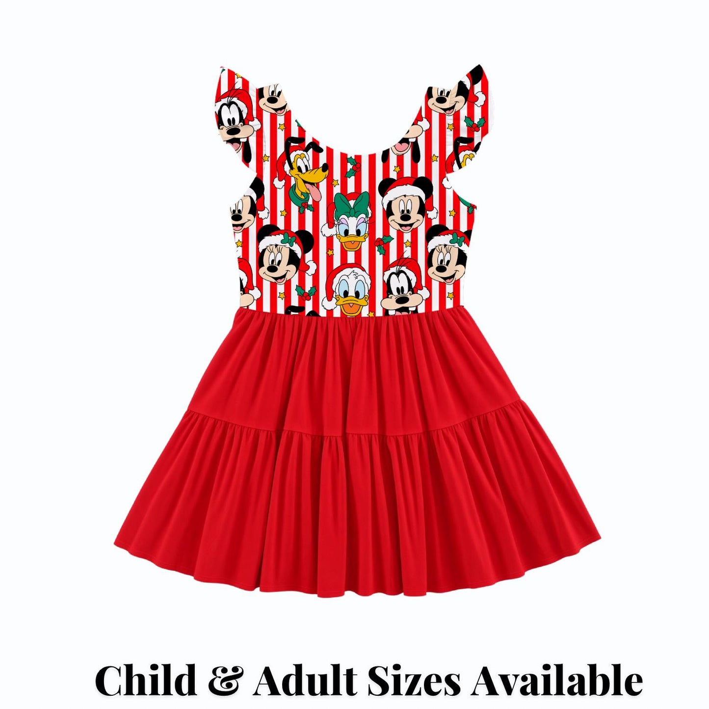 PREORDER Disney Christmas Dress  Ruffle Sleeve, Holiday Disney Outfit, Christmas Park Outfit