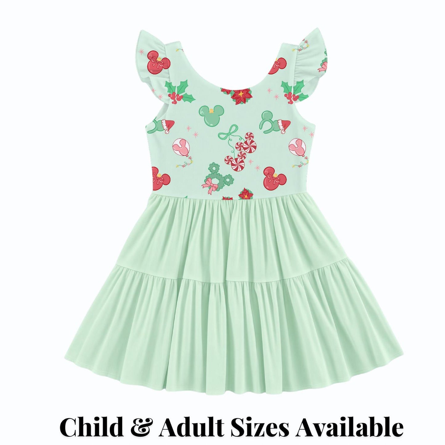PREORDER Mint Mickey Christmas Treats Active Mesh Twirl Dress with Separate Shorts | Disney Holiday Park Outfit