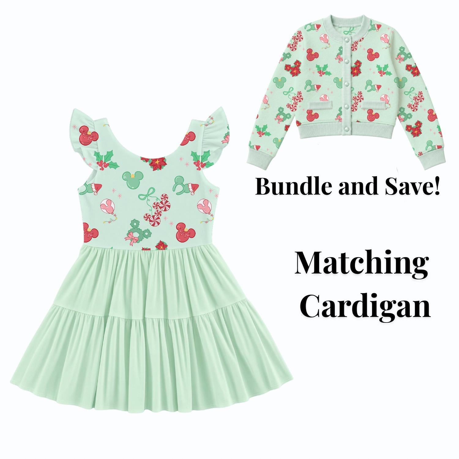 PREORDER Mint Mickey Christmas Treats Active Mesh Twirl Dress with Separate Shorts | Disney Holiday Park Outfit