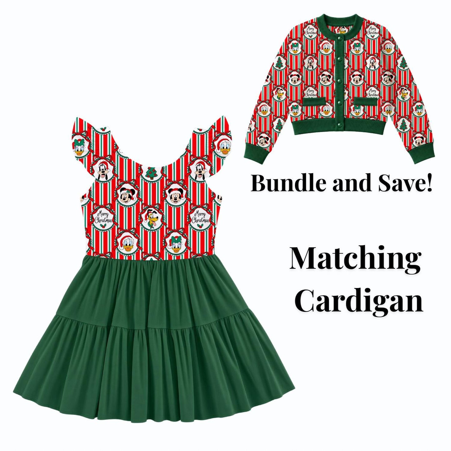 PREORDER Mickey and Friends Christmas Active Mesh Twirl Dress with Separate Shorts | Retro Stripe Disney Holiday Outfit