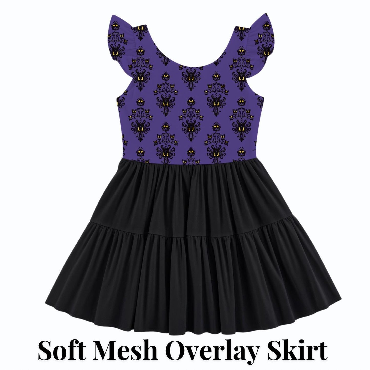 PREORDER Haunted Mansion Wallpaper Active Mesh Twirl Dress with Separate Shorts | Purple Disney Halloween Park Outfit