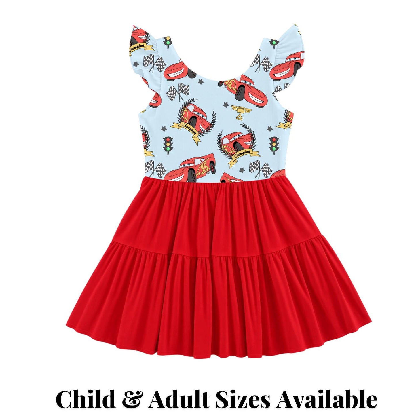 PREORDER Lightning McQueen Racing Active Mesh Twirl Dress with Separate Shorts | Disney Cars Park Outfit