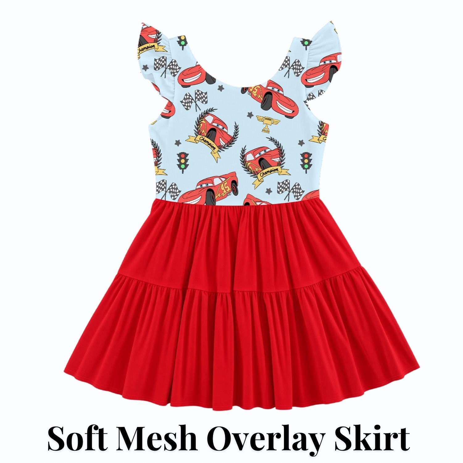 PREORDER Lightning McQueen Racing Active Mesh Twirl Dress with Separate Shorts | Disney Cars Park Outfit
