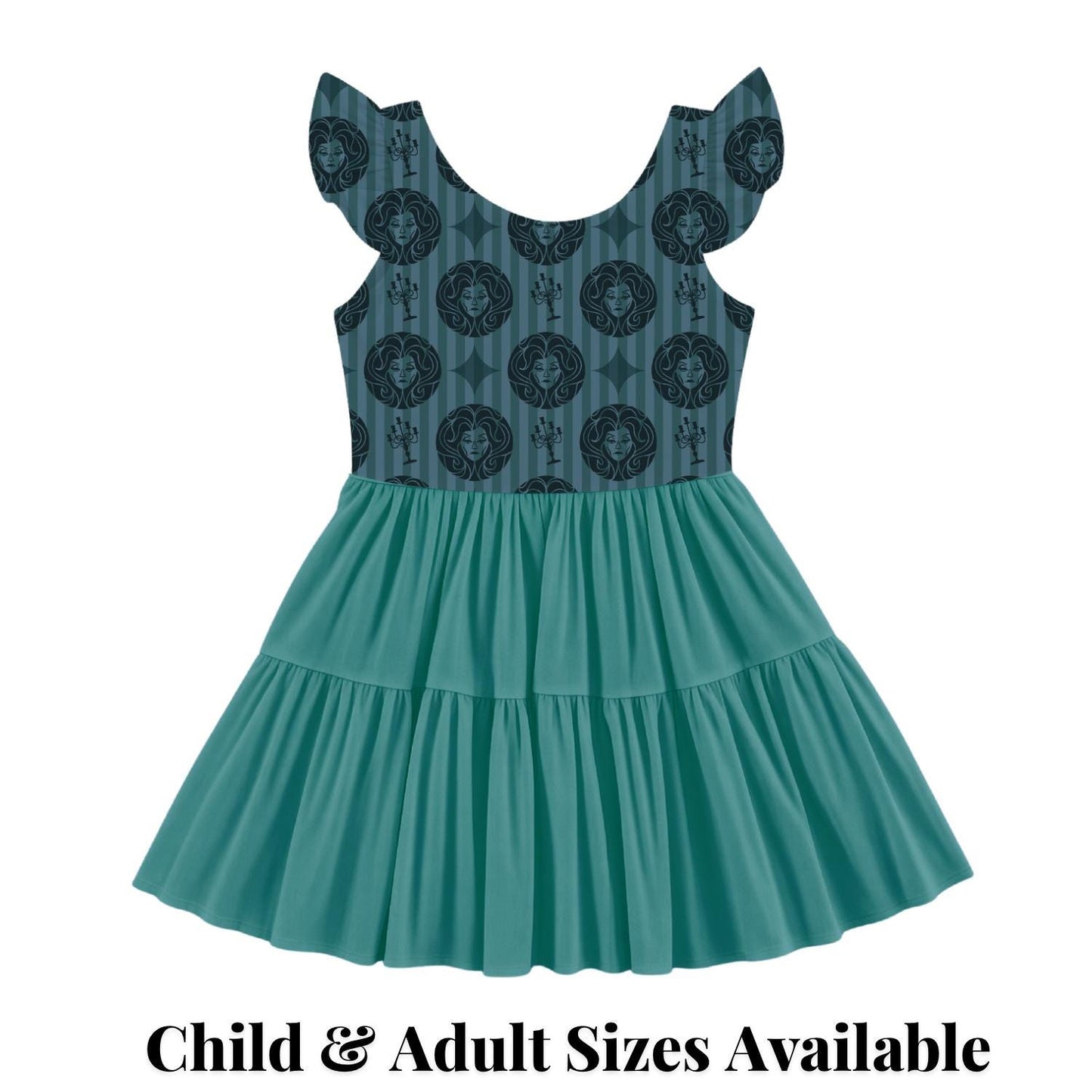 PREORDER Madame Leota Haunted Mansion Active Mesh Twirl Dress with Separate Shorts | Teal Disney Halloween Park Outfit