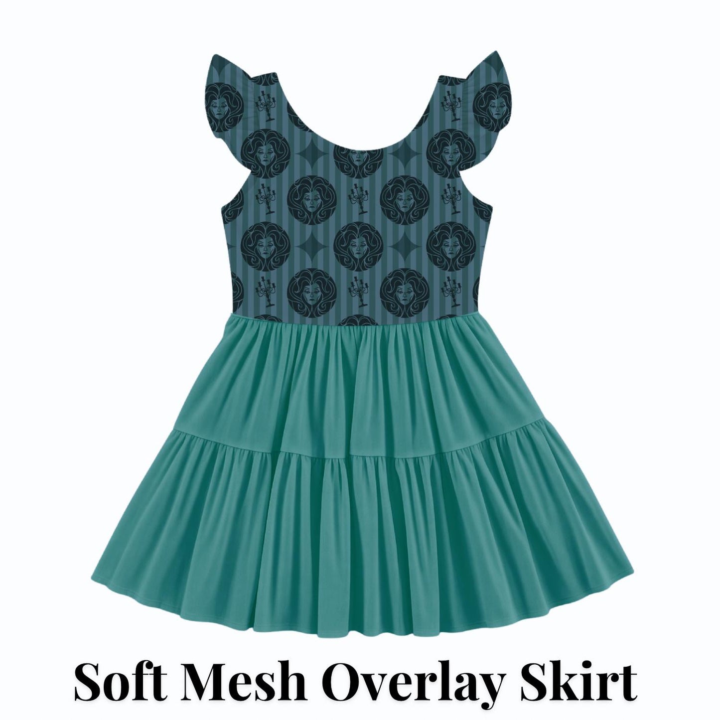 PREORDER Madame Leota Haunted Mansion Active Mesh Twirl Dress with Separate Shorts | Teal Disney Halloween Park Outfit