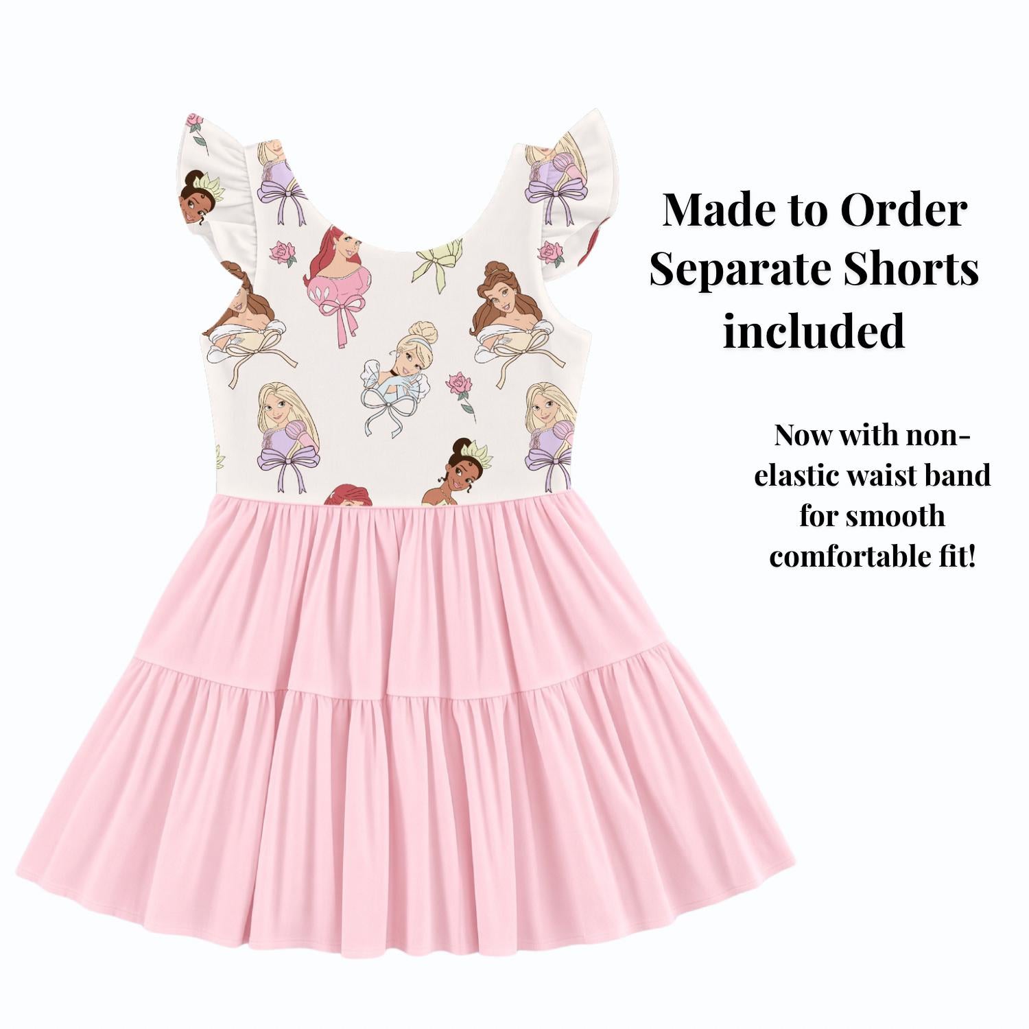 PREORDER Disney Princess Bow Active Mesh Twirl Dress with Separate Shorts | Pink Princess Park Outfit