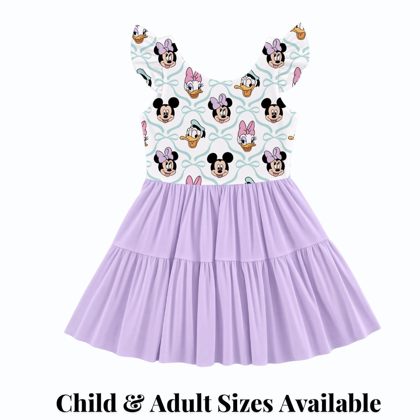 PREORDER Mickey Minnie Donald and Daisy Bow Active Mesh Twirl Dress with Separate Shorts | Pastel Disney Park Outfit